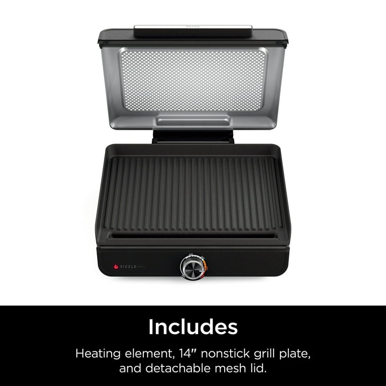Ninja Sizzle Smokeless Indoor Grill with Nonstick Grill Plate, GR100