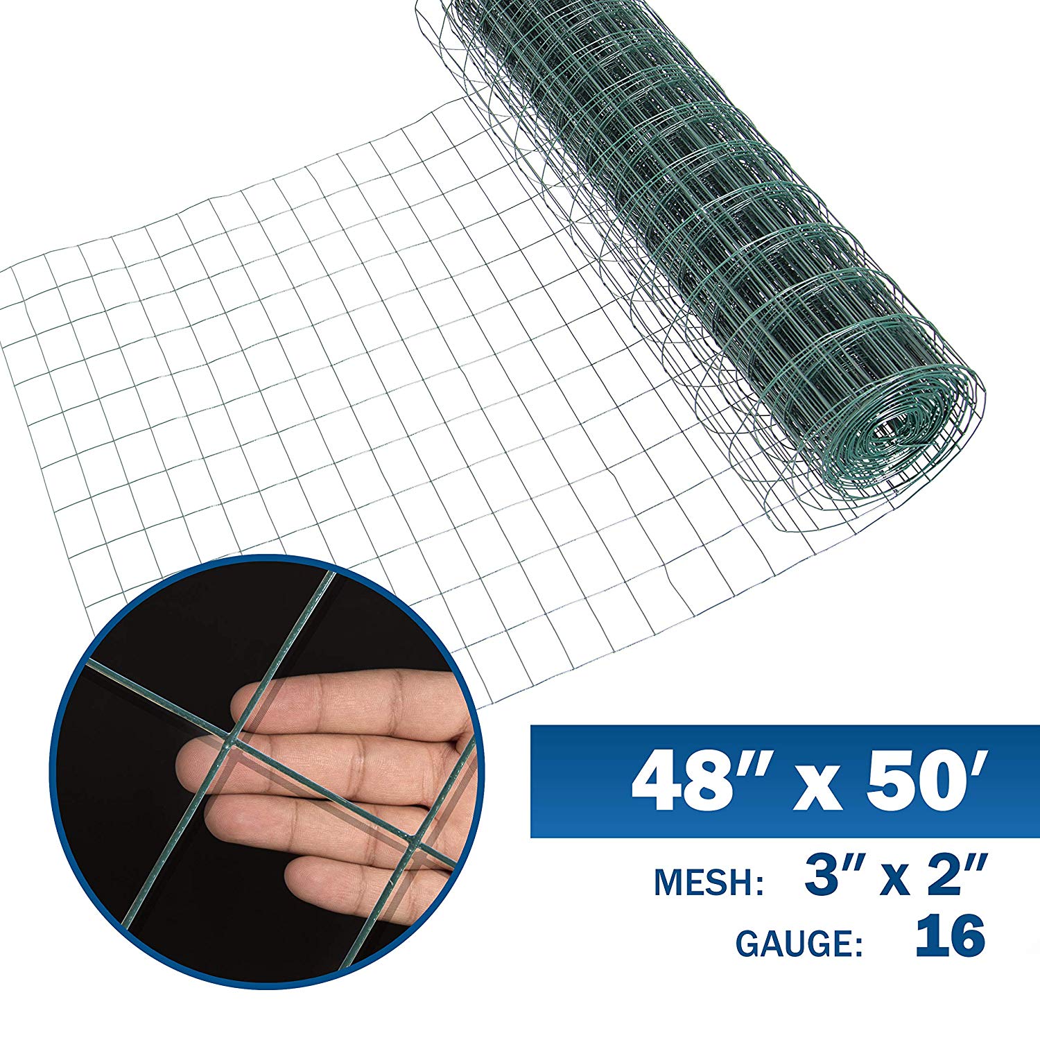 Fencer Wire 16 Gauge Green Vinyl Coated Welded Wire Mesh Size 2 inch X
