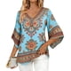 thumbnail image 3 of TaTaai Women's Bohemian Exclusive Print Elegant V-neck 3/4 Sleeve Blouse / Shirt Gift, 3 of 6