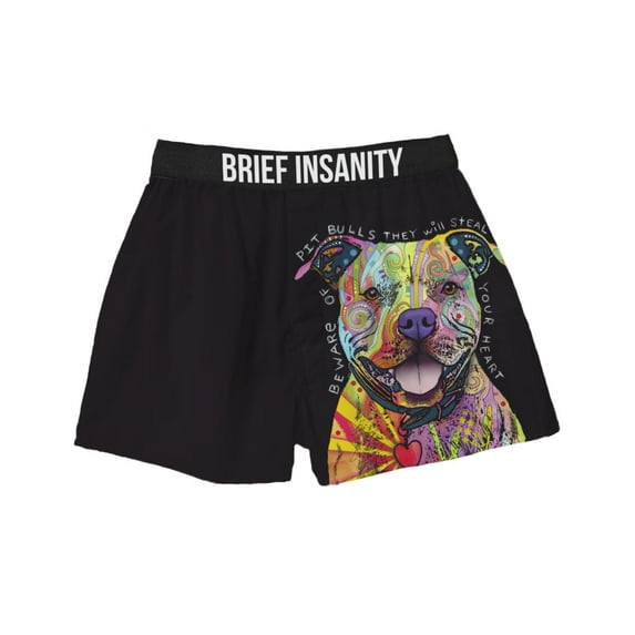 Brief Insanity Men's Boxer Shorts Underwear Pitbull Dog in Color Print