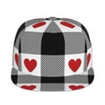 thumbnail image 2 of Fotbe Heart Black Buffalo Plaid Gingham Flat Bill Visor Cap Classic Snapback Hat Polyester Foam Trucker Hat Trucker Cap Adjustable Baseball Cap, 2 of 9