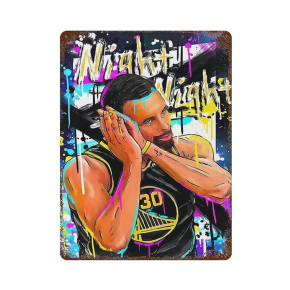 8x12 Inch Steph Curry Night Night Tin Metal Decorative Wall Paintings - Vintage Artwork for Home Decor