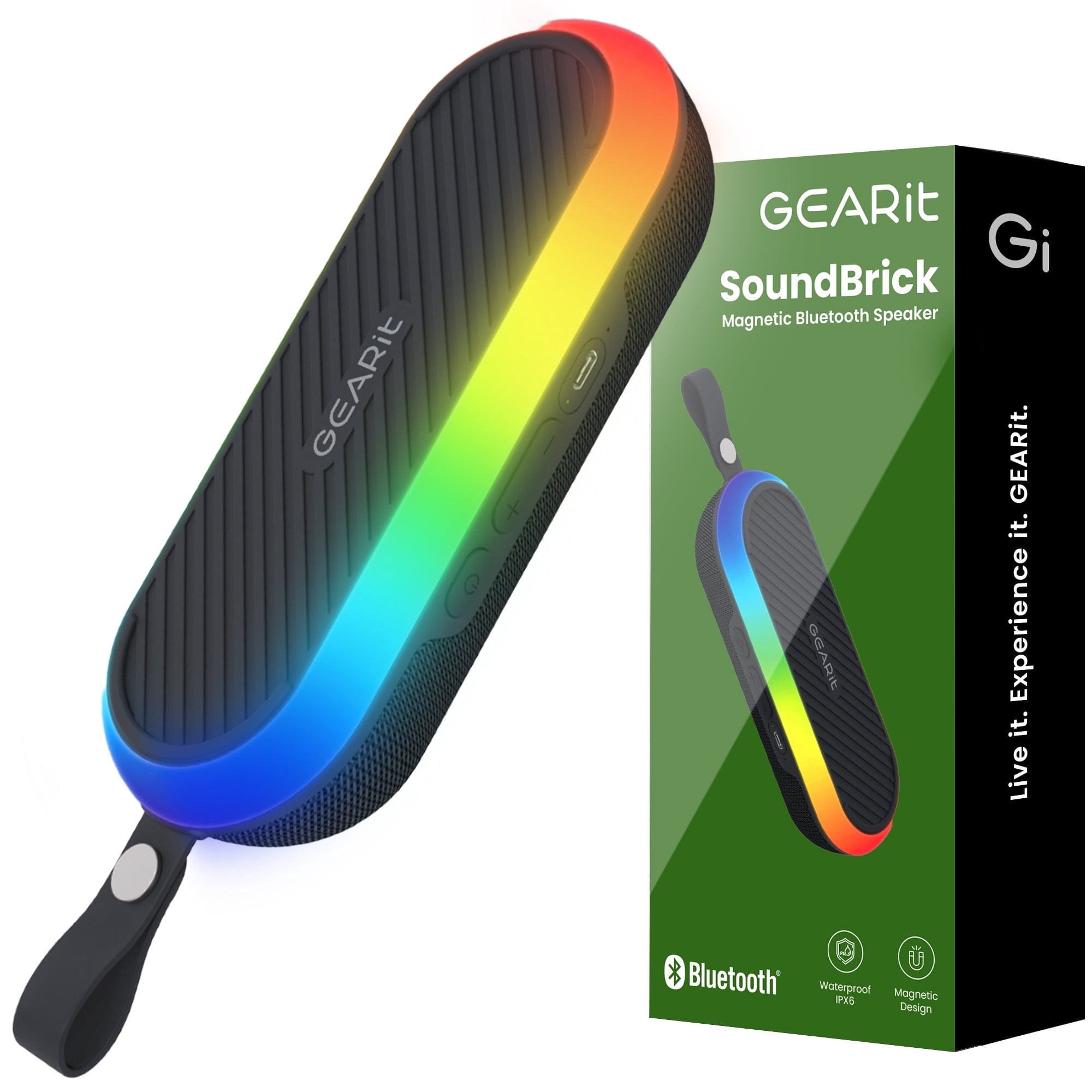 GearIT SoundBrick Wireless Magnetic Golf Speaker with 16W Audio Power, IPX6 Waterproof, RGB Lights & TWS Pairing