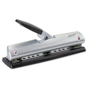 Swingline 12-Sheet Easy View LightTouch Three-Hole Punch, 9/32" Holes, Silver/Black