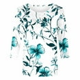 thumbnail image 5 of CYMMPU Blouses for Women Dressy Casual Crew Neck Tunic Tops Floral Printed Spring Tops Summer Fashion Shirts Loose Fit 3/4 Sleeve Lightweight Basic T-Shirts Multicolor S, 5 of 5