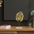 thumbnail image 6 of Leaf Sculpture, Metal Leaf Statue, Leaf Shaped Figurine Leaf Decorations Abstract Sculpture Leaf Ornament for Home Desktop Decoration Monstera 21cm, 6 of 8