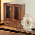 thumbnail image 6 of Tabletop Cabinet Storage Box Makeup Shelf with 3 Grid Double Door for Bedroom Decoration Home Office Collectibles, 6 of 9