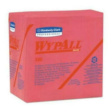 WypAll X80 Cloths, 1/4 Fold, HYDROKNIT, 12 1/2 x 12, Red, 50/Box, 4 Boxes/Carton (41029)