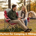 thumbnail image 3 of (2 pack) EDX Heavy Duty Camping Chair 500 lb Capacity, Oversized Extra Wide for Adults, Padded High Back Folding Lawn Chair, 500 lbs Steel Frame, Portable Outdoor Camping Chair with Cup Holder, Red Gray, 3 of 10