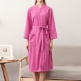 thumbnail image 2 of facefd Women Water Absorption Bath Robe Solid Waffle Bathrobe Spa Home Dress Nightgown, 2 of 5