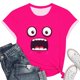 thumbnail image 5 of Tops de Ajuste Suelto para las Mujeres Sudadera Casual Impresa Manga Corta Cuello Redondo Superior, Poliéster, 5 of 8