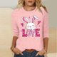 thumbnail image 2 of Camisetas Casuales de las Mujeres Impresas 3/4 Manga Cuello Redondo Blusa, Moda Ligera Superior para el Hogar Y el Uso Diario, Cómoda Imitación de la Tela Del Estante, 2 of 8