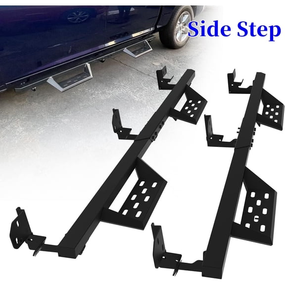 Running Boards Side Steps Compatible with 2009-2018 Dodge Ram 1500 Crew Cab and 2010-2026 Dodge Ram 2500/3500 4 Doors, Ram Black Powder Coated Nerf Bar w/Sturdy Removable Steps