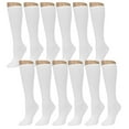 thumbnail image 2 of 12 Pairs Knee High Tube Socks Uniform School Sports Soccer Women White Size 9-11, 2 of 4