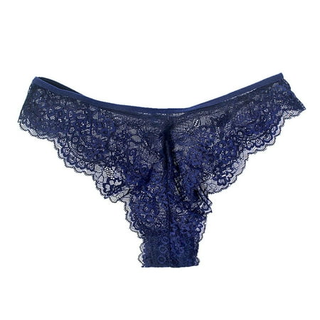 

YWDJ Cowboy Hats Women Lace Lingerie Lingerie Thong Panties Ladies Cutout Panties Dark Blue M