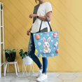 thumbnail image 4 of FORMRS Womens Canvas Tote Bag with Zipper Inner Pocket Shoulder Handbag, Easter Bunny Pattern, 4 of 7