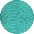 thumbnail image 1 of Ahgly Company Machine Washable Indoor Round Oriental Turquoise Blue Industrial Area Rugs, 5' Round, 1 of 4