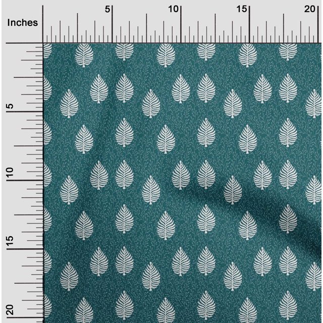 oneOone Polyester Lycra Fabric Leaves Block Print Sewing Fabric BTY 56 Inch Wide