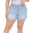 thumbnail image 4 of HDE Women's Plus Size Jean Shorts High Waisted Pull On Shorts Light Blue 26, 4 of 6