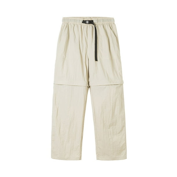 Pantalones largos de nailon para hombre, con cremallera, para escalada, secado rápido, informales, con botones y bolsillos laterales.