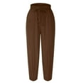 thumbnail image 5 of Jewelreauty Summer Pants for Women 2025 Drawstring Elastic Waist Silk Casual Pants with Pockets, 5 of 7
