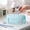 thumbnail image 6 of Cute Pencil Pouch, Large Capacity Pencil Case with Multi Compartment Zipper Storage, Soft Fabric Organizer Bag for Stationery Makeup Tech Accessories Travel and Daily Essentials, Black, 6 of 9