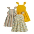 thumbnail image 1 of vigerkar Robes pour Filles Robe pour Tout-Petites Lot de 3 Robe Décontractée de Fête à Imprimé Robe Trapèze Robe d'Été (Jaune, 6-7 Ans), 1 of 4