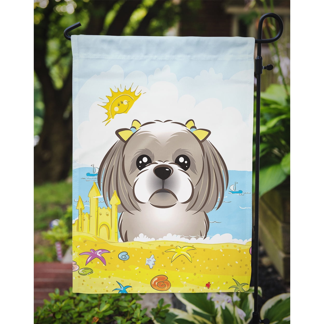 Carolines Treasures BB2118GF Gray Silver Shih Tzu Summer Beach Flag Garden