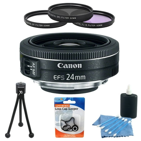 - Canon EF-S 24mm Camera Lens Accessory Bundle w/ EF-S 24mm f/2.8 STM Lens, 52mm UV, Polarizer&FLD Deluxe Filters (set of 3+carry case), 5