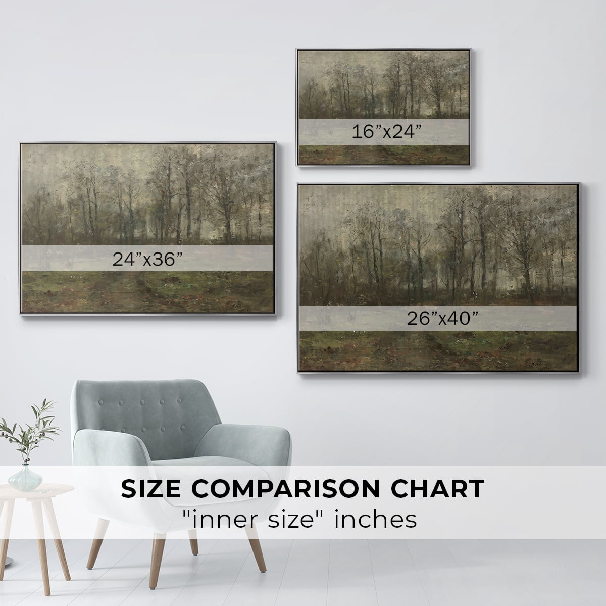 Vintage Landscape-CCCXCVI By Wexford Home Framed in Silver Wood Gallery Wrapped Canvas 25 in. x 37 in.