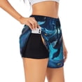 thumbnail image 3 of Lsque Colorful Ocean Whale Printed Women's Running Shorts with Liner Pockets,Elastic Quick Dry Workout Athletic Gym Yoga Shorts,Womens High Waist Shorts-, 3 of 9