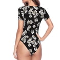 thumbnail image 3 of Uemuo Daisies Flowers Pattern Women's One Piece Short Sleeve Swimsuit Rash Guard Surfing Modest Quick-drying Swimsuit Beach Essentials-Large, 3 of 9