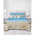 thumbnail image 3 of Quilts Full Size, Summer Beach Soft Comforter Bedding Set for Bed, Coastal Ocean Waves Starfish Shell Lightweight Quilted Bedspread with Pillow Cover(2 Pieces) for All Season, 78x90 Inch, 3 of 6
