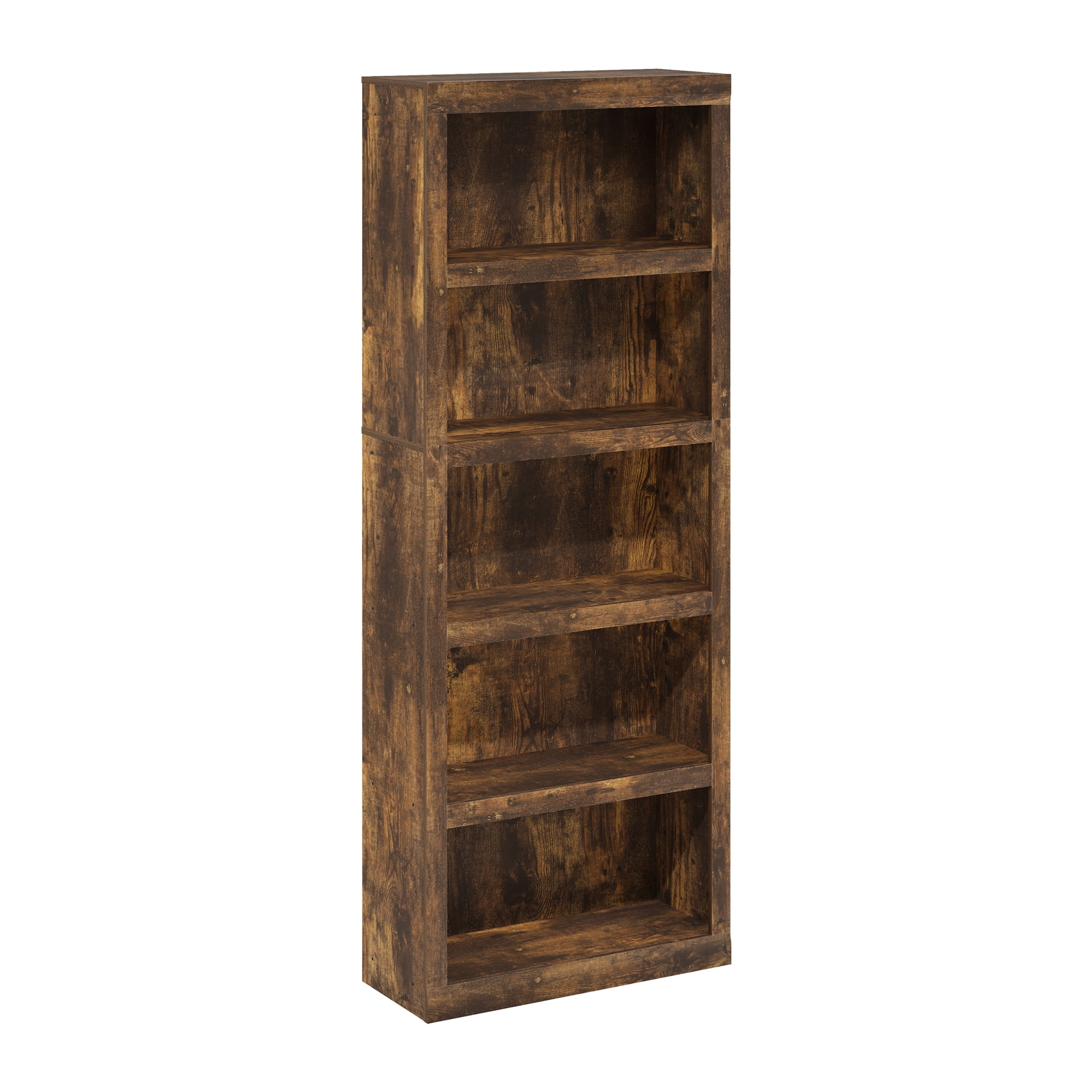 Furinno Rail 5-Tier Open Shelf Bookcase, Amber Pine