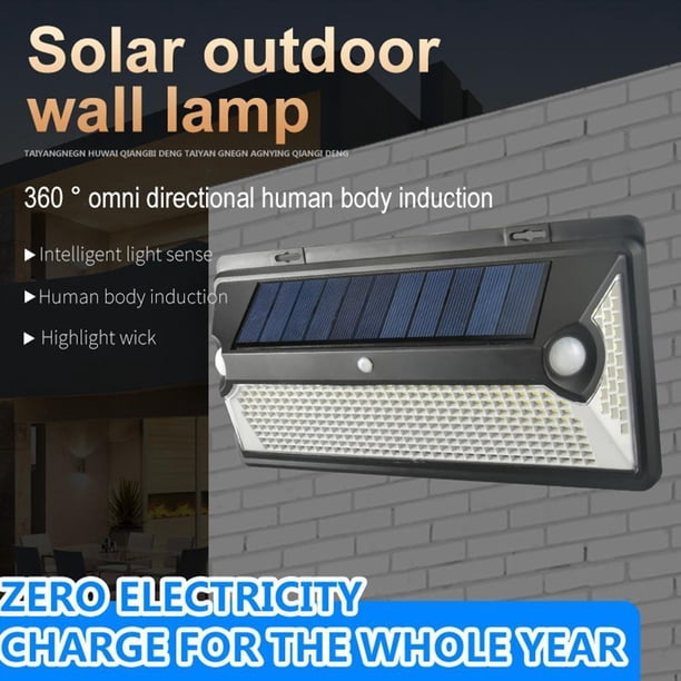 Luz De Pared Lámpara de sensor de movimiento PIR resistente al agua con luz solar LED para exteriores (2 piezas 720 LED)