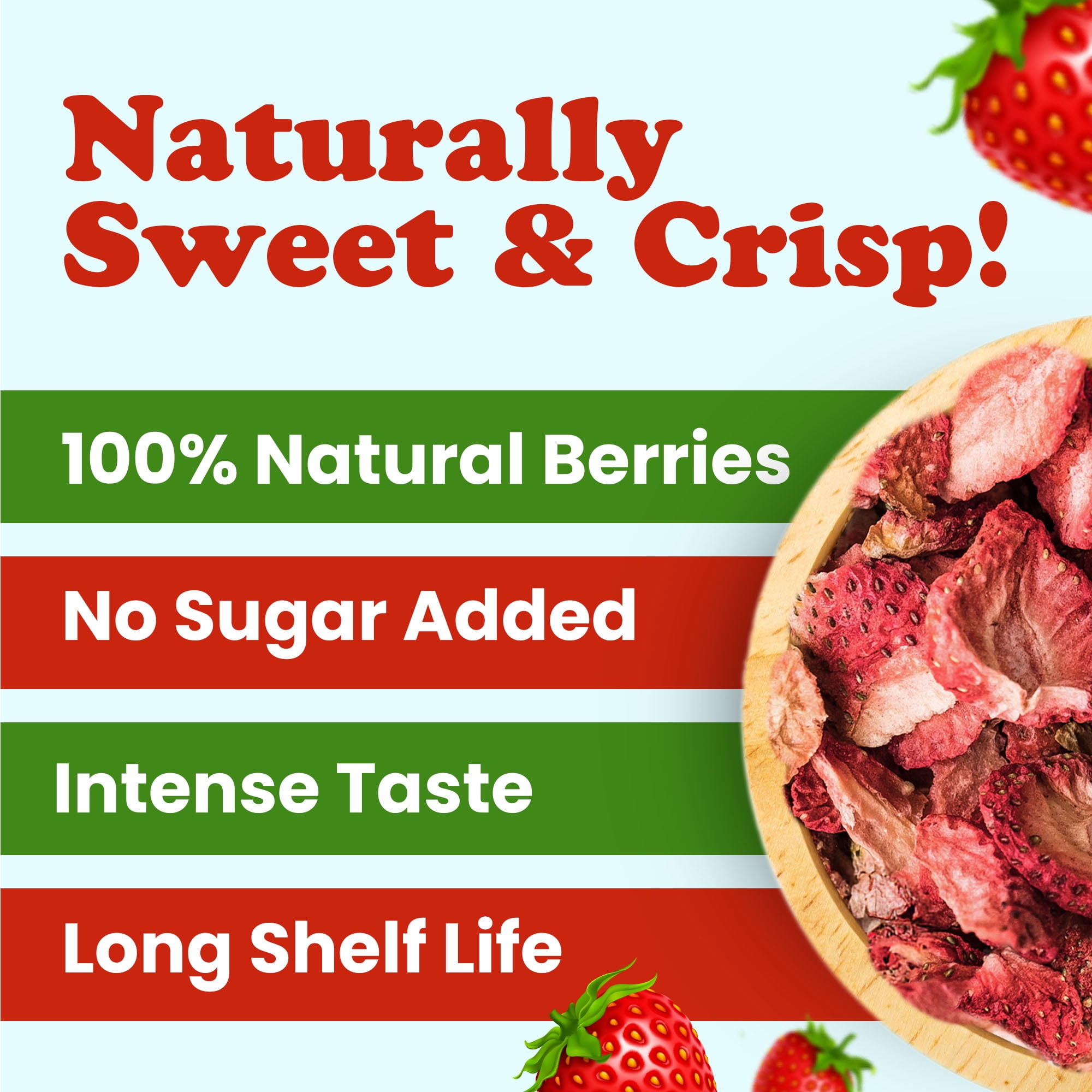 Organic Freeze-Dried Strawberries, 8 Ounces - Non-GMO, Kosher, Bulk - by Food to Live