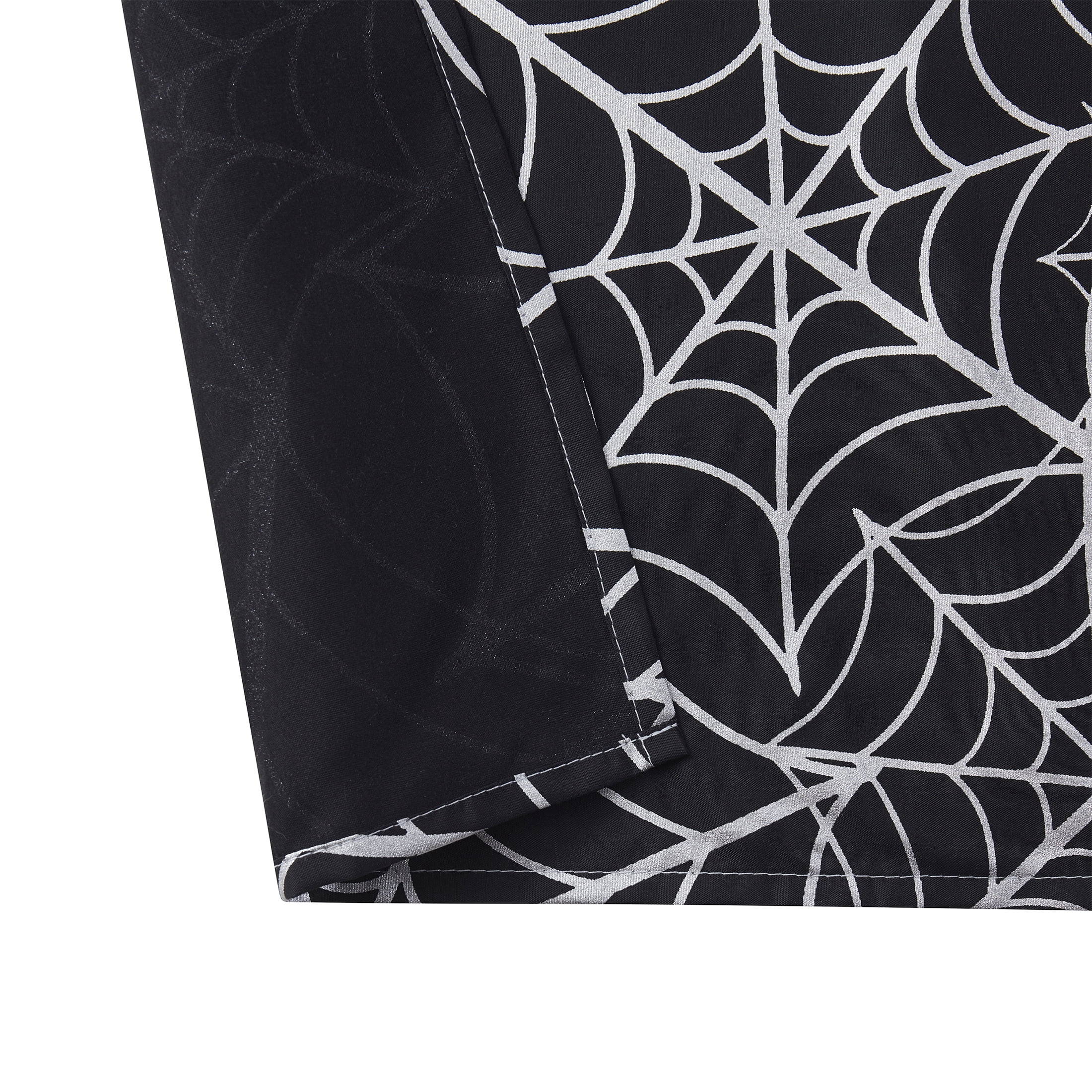 Way to Celebrate! Black Metallic Spiderweb Halloween Shower Curtain, 72" x 72