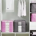 thumbnail image 4 of Clothing Organizer For Closet, Save Space Foldable Bins With Sturdy Zippers, Clear Viewing Window Storage Solutions (Pack Of 3, Grey), 4 of 5