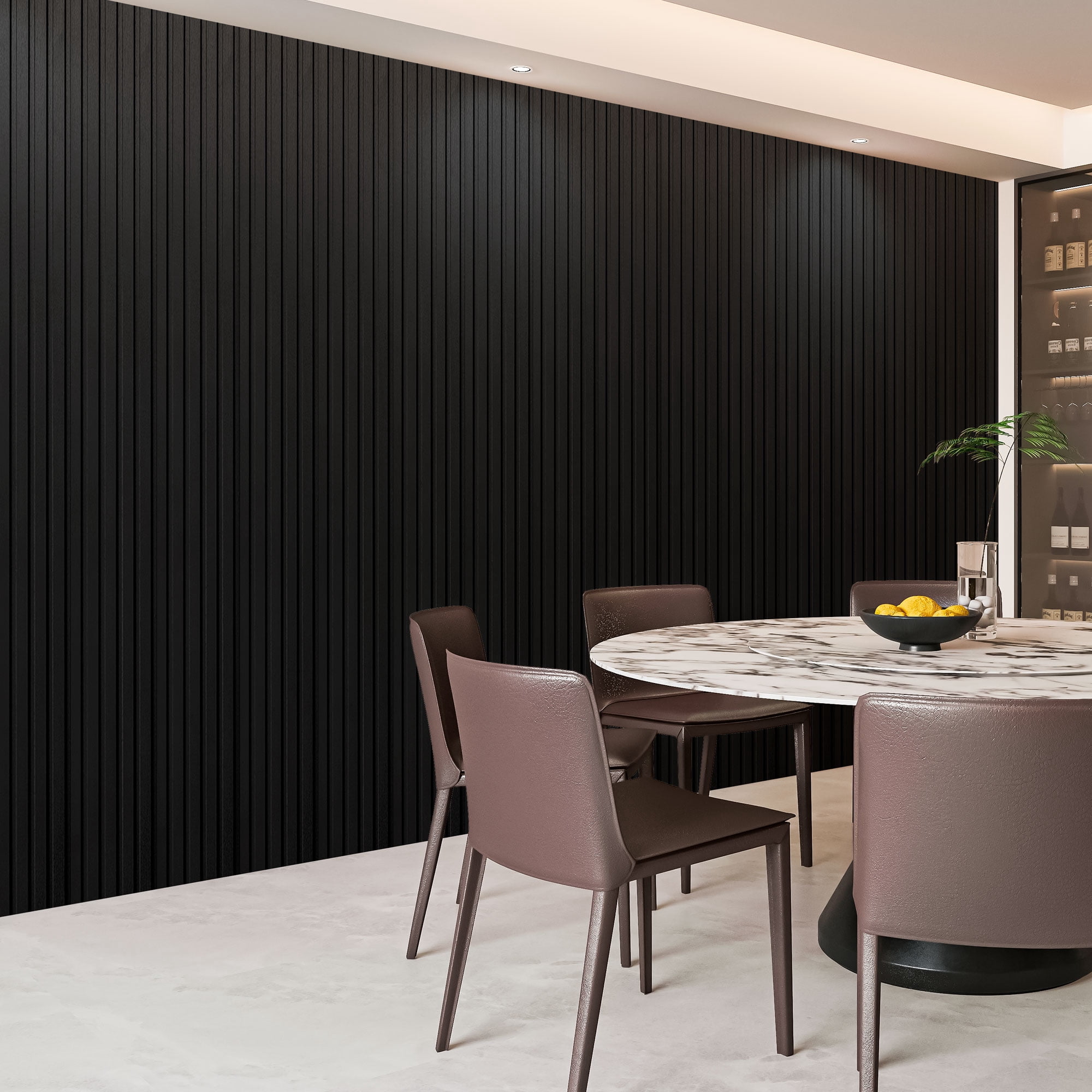 6PCS 94.49'' x 7.44'' MDF Slat Wall Paneling for Interior Decor and Ceiling Decoration, 3D Wood Decorative Wall Panels,Matte Black