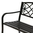 thumbnail image 6 of Outdoor Garden Patio Steel Park Bench Lawn Decor with Cast Iron Unique Design Back, Black Seating Bench for Yard, Patio,, 6 of 6