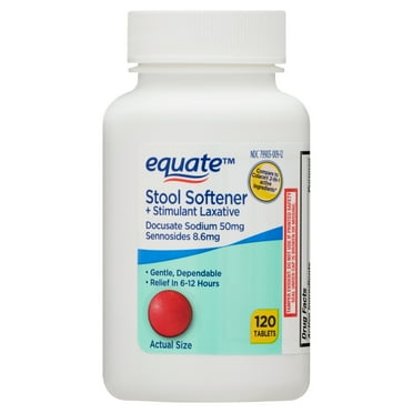 Equate Stool Softener Plus Stimulant Laxative Tablets for Constipation, 120 Count, Compare to Colace® 2-IN-1 Active Ingredient