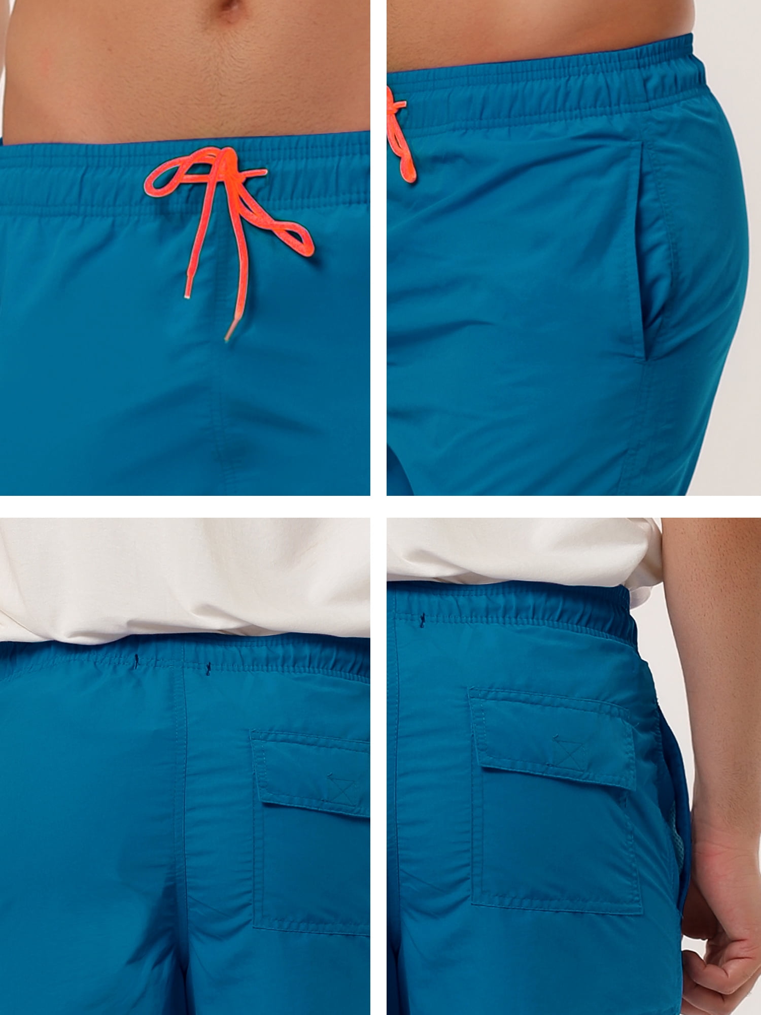 Unique Bargains Men's Summer Beach Shorts Mesh Lining Drawstring Waist Swim Shorts 32 Dusty Blue