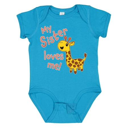 

Inktastic My Sister Loves Me- Cute Giraffe Gift Baby Boy or Baby Girl Bodysuit