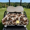 thumbnail image 3 of COEQINE Quilted Golf Cart Seat Cover, Folds Like a Bag with Handle for Easy Carry, Universal Fit 51.2"x30.3" for EZGO Yamaha Club Car 2-Seaters, 4 Pockets, Brown Cow Print, 3 of 8