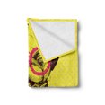 thumbnail image 2 of Pug Soft Flannel Fleece Throw Blanket, Intellectual Dog with Glassesd a Wink Life is Inscribed on the Background, Cozy Plush for Indoor and Outdoor Use, 50" x 60", Yellow Pink, by Ambesonne, 2 of 5