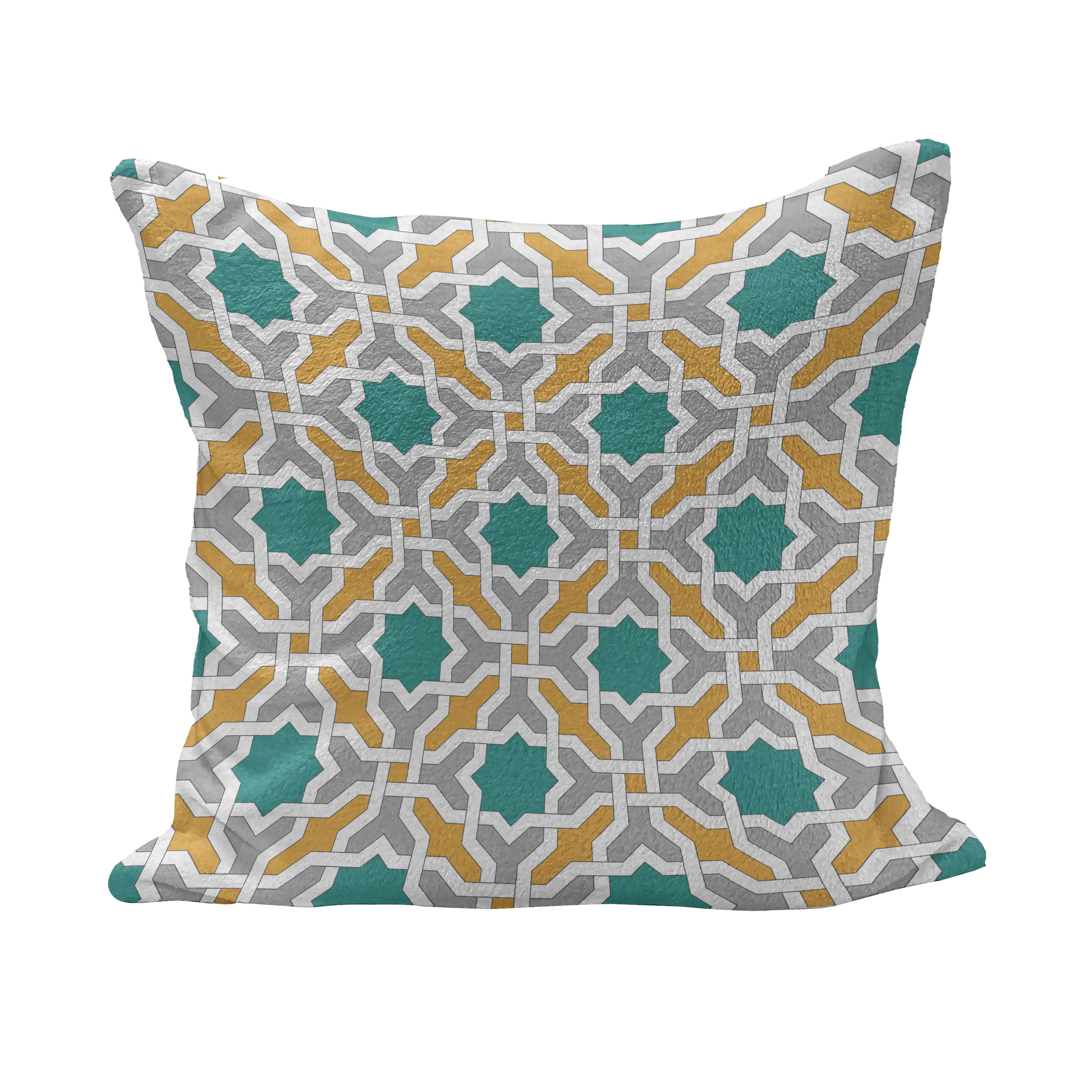 18 Abstract Geometric Pattern Eastern Oriental Symmetric Design Print Modern Accent Double-Sided Digital Printing Ambesonne Teal Throw Pillow Cushion Case Pack of 4 Mustard Teal and Grey 