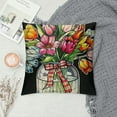 thumbnail image 2 of COMIO  Spring Summer Gnome Decorative Throw Pillow Covers  Tulip Flower Mason Jar Gather Bloom Cushion Case Decor, Floral Pot Butterfly Seasonal Home Decoration for Sofa Couch, 2 of 5