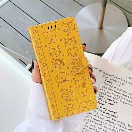 Case for VIVO IQOO 12 5G Flip phone case, 3D cat dog embossed wallet phone case holder, flip leather phone case with magnetic protective cover