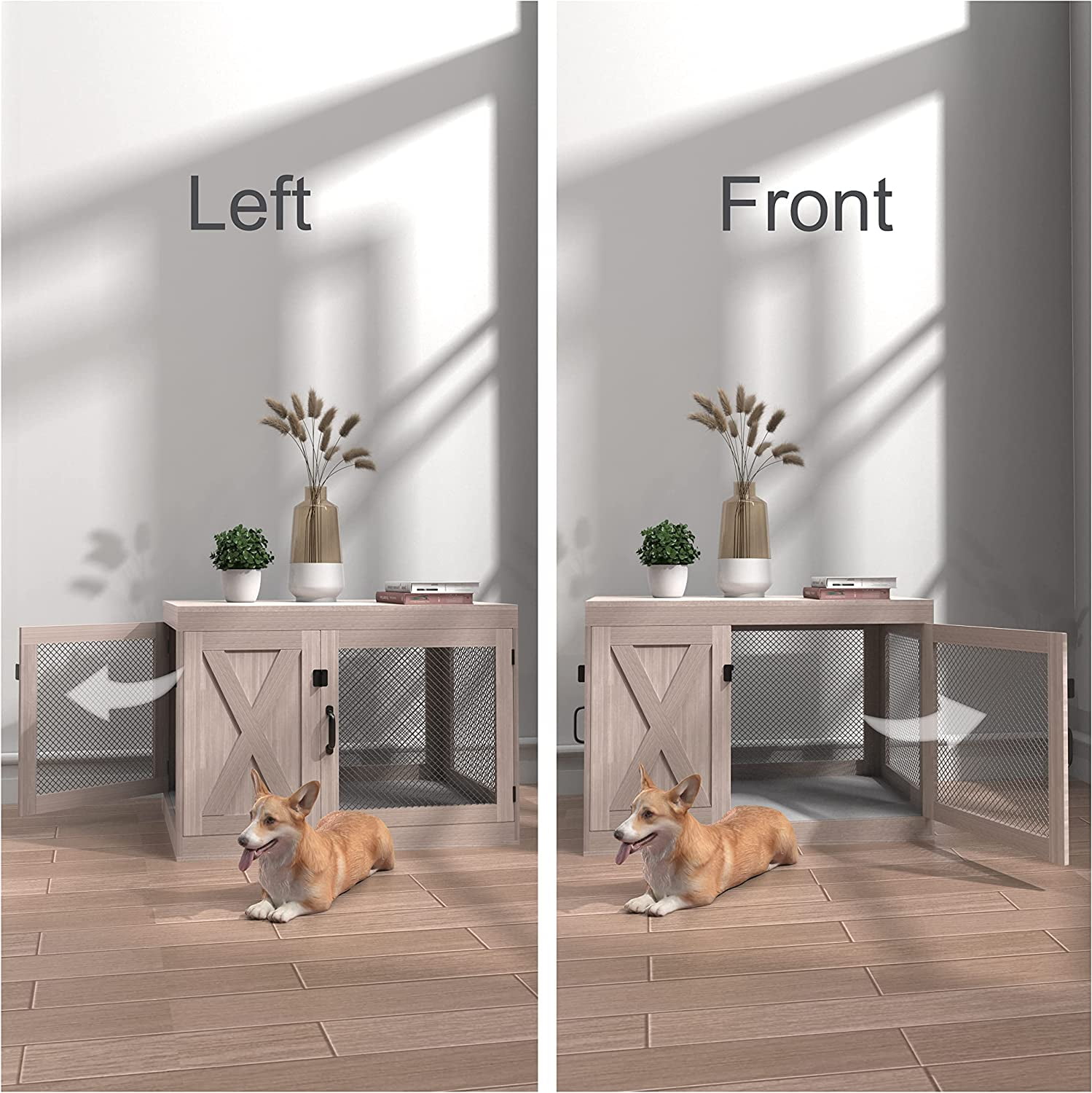 Tolead Wood Dog Crate, Kennel Side End Table, Indoor Dog Cage