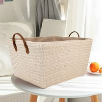 Qiweii Japanese Style Rattan Woven Storage Basket, Large Capacity, Household Clothes Toy Snack and Dirty Laundry Organizer